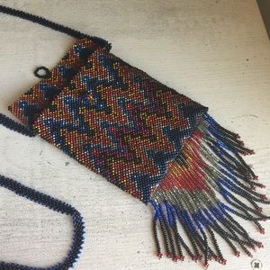 Handmade beaded purse/tote crossbody multicolor